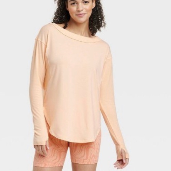 Women’s JoyLab Long Sleeve Tunic Top Melon Orange / Large / XXL - Picture 5 of 5